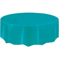 Teal Plastic Party Tablecloth, Round, 84in