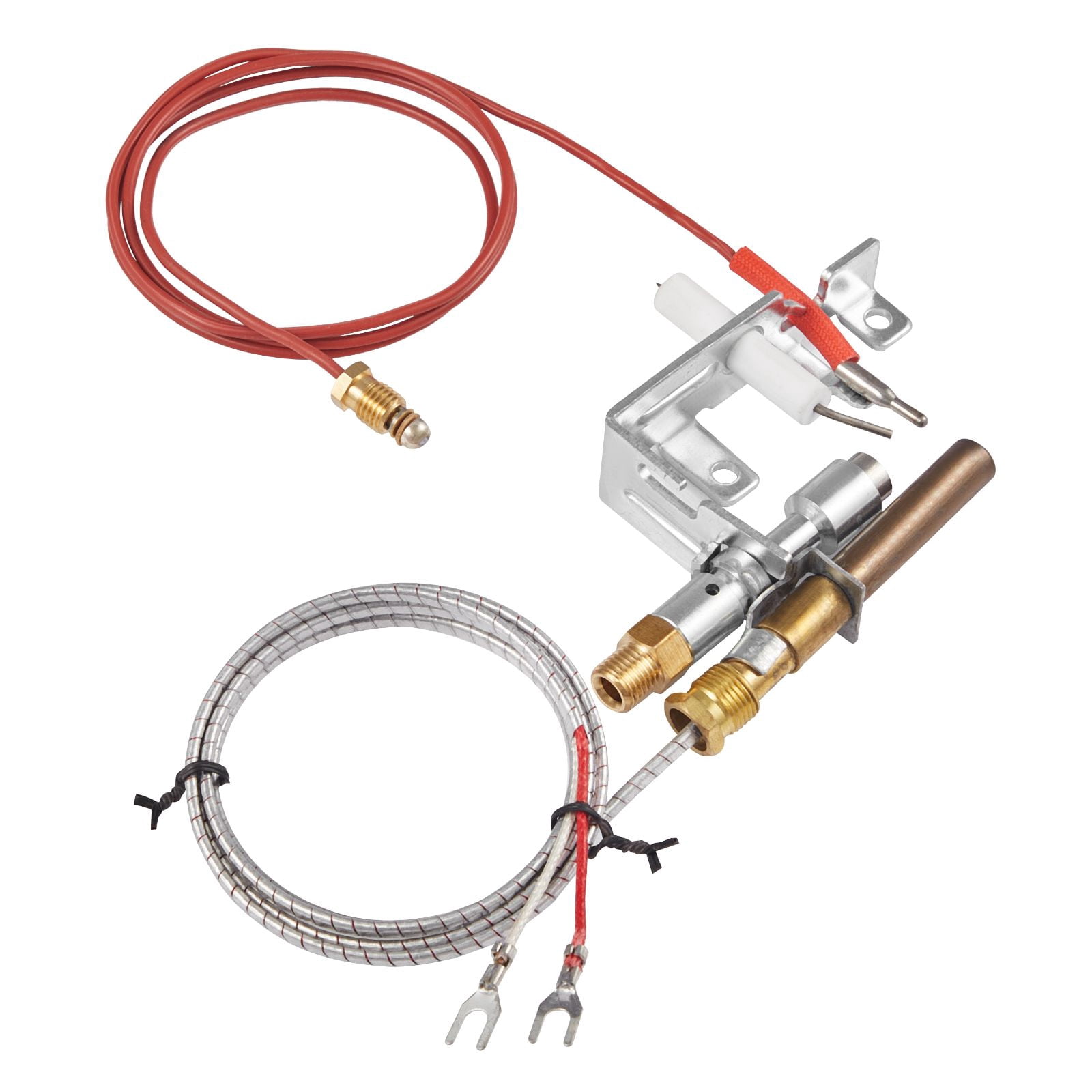 Natural Gas Fireplace Pilot Ignition Assembly, 33in Thermocouple + 20in Thermopile, OEM Replacement Flame Monitoring for Gas Fireplace Heating Unit