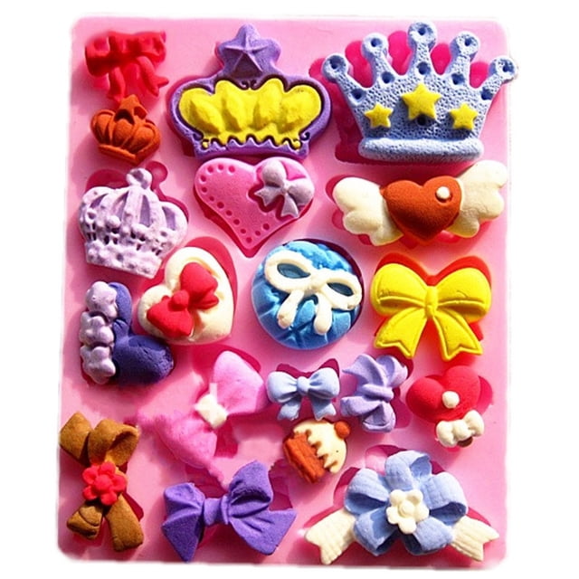 Molde de silicona Jadeshay para fondant y jabón Forma de corona y lazo
