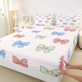 thumbnail image 5 of spefrowx Dreamy Green Bow Bed Sheets for Kids, Cartoon Ribbon Style Full Size Sheets, 4-Piece, 1 Flat Sheet, 1 Fitted Sheet and 2 Pillowcases, 5 of 6