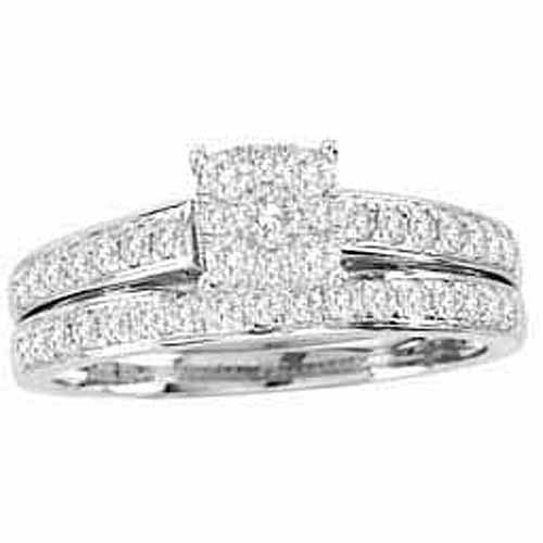 3/4 Carat T.W. Diamond 10kt White Gold RoundShape Bridal Ring Set