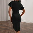 thumbnail image 5 of ZQUUVOU Women's Versatile Short Sleeved Dress Women's Knitted Hip Hugging Skirt Black, 5 of 5