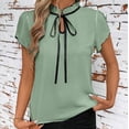 thumbnail image 3 of Idoravan 3/4 Sleeve Tops for Women Dressy Casual Women's T-Shirt Loose and Versatile Green S, 3 of 7