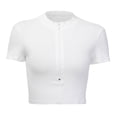 thumbnail image 6 of HAPIMO T-Shirts for Women Womens Summer Fashion Tops Stand Collar Cozy Blouse Solid Color Tee Shirt Short Sleeve Shirt Classic-Fit Casual Half Zip Slim Rollbacks White L, 6 of 6