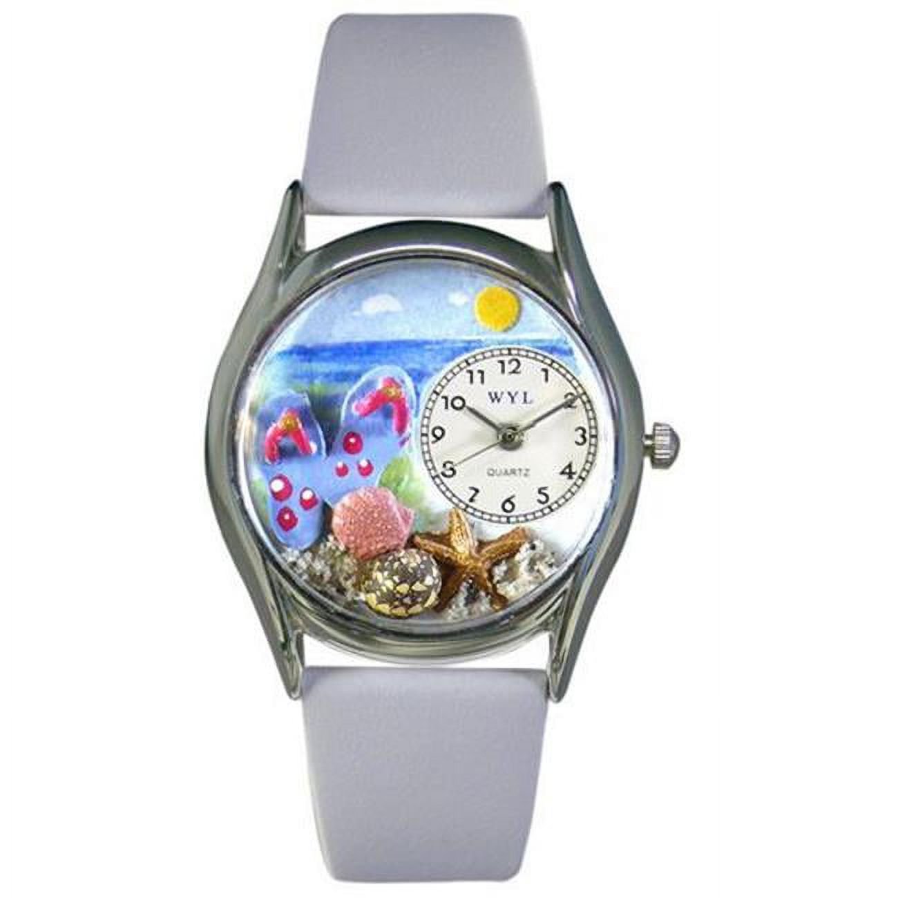 Whimsical Flip-flops bay Blue Leather And Silvertone Watch