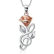 Rose Flower Necklace Sterling Silver I Love You Forever Pendant Jewelry Gifts for Women