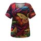 thumbnail image 4 of Camiseta de manga corta suelta con cuello en V y estampado informal a la moda para mujer Pompotops  hkajfhjk468597, 4 of 4
