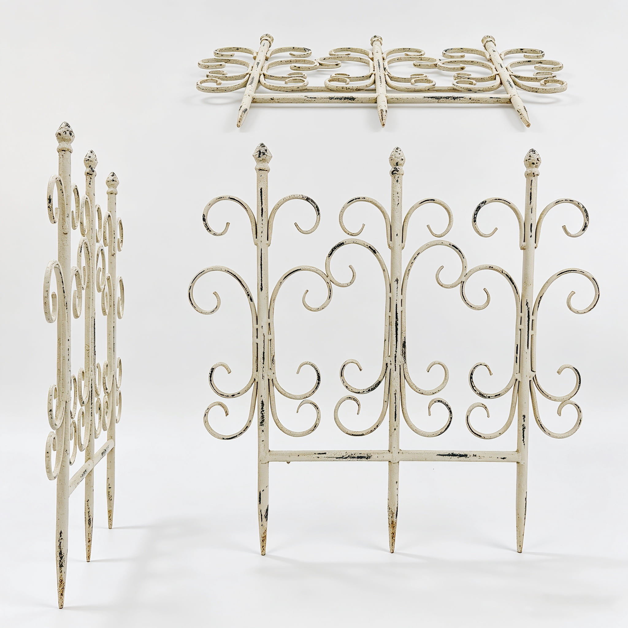 Iron Garden Fence, Decorative Fence Pannels, Outdoor Yard Landscape Pathway Border Panels Anti Animal Flowers Plants Barrier Climbing Trellis, 19.48"*19"