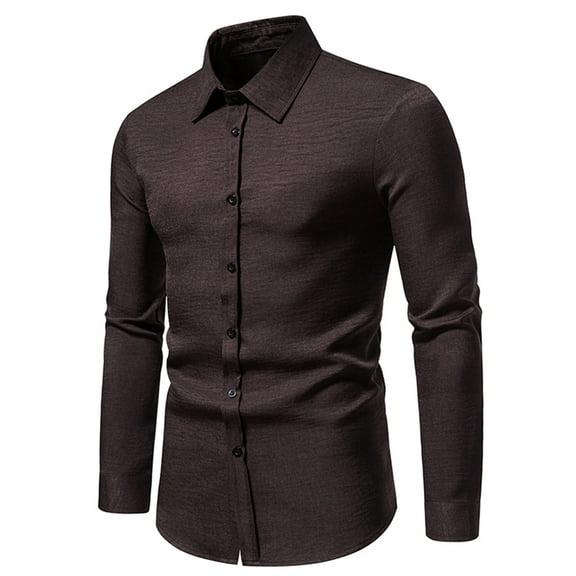 Brnmxoke Men's Casual Button Down Dress Shirts Regular Fit Solid Color Long Sleeve Wrinkle-Free Stretch Business Formal Shirt