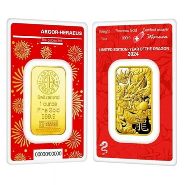 2024 1 oz Argor Heraeus Lunar Dragon Gold Bar (in Assay)