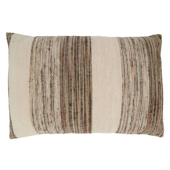 Fennco Styles Woven Textured Stripe Decorative Cotton Throw Pillow 16" W 24" L - Grey Rectangular Cushion for Home, Couch, Bedroom, Living Room and Office Décor