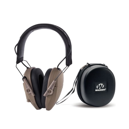 Walker's Razor Slim Electronic Ear Muffs (Flat Dark Earth) Bundle with Protection Case (2-Items)
