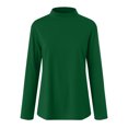 thumbnail image 4 of felwors Mock Neck Tops for Women Long Sleeve Basic Cute Fall Shirts Dressy Casual Lightweight Work Blouse Undershirt Green, L, 4 of 5