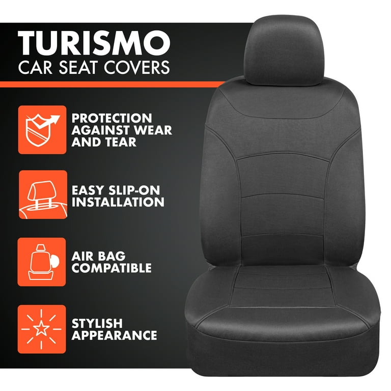 Carxs Turismo Black Car Seat Covers Full Set, Two-Tone Front Seat Covers for Cars with Split Rear Bench Back Seat Cover, Automotive Interior Covers OS339