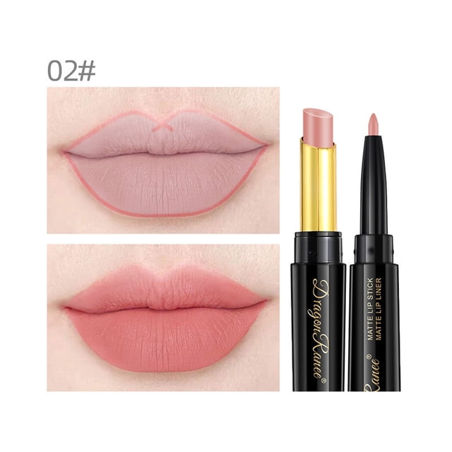 MAUXDA Double Ended Lipstick Automatic Lip Liner Matte Waterproof Non-fading Non-stick Lipstick, 2 in 1 Lip Liner & Lipstick Long Lasting Lip Color Liquid Makeup
