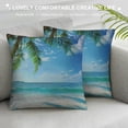 thumbnail image 3 of JRXY Throw Pillow Cover Tropical Beach Palm Tree Leaves Sandy Caribbean Coastline Ocean Sea Waves Scene Decor Lumbar Pillow Case Cushion for Sofa Couch Bed White, 3 of 5