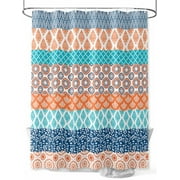 Shower Curtain Boho Bathroom Curtains with Hooks, Waterproof Fabric Bohemian Geometric Stripes Blue Orange Bath Shower Curtains Set for Bathroom Bathtubs Decor 72x72 Inch