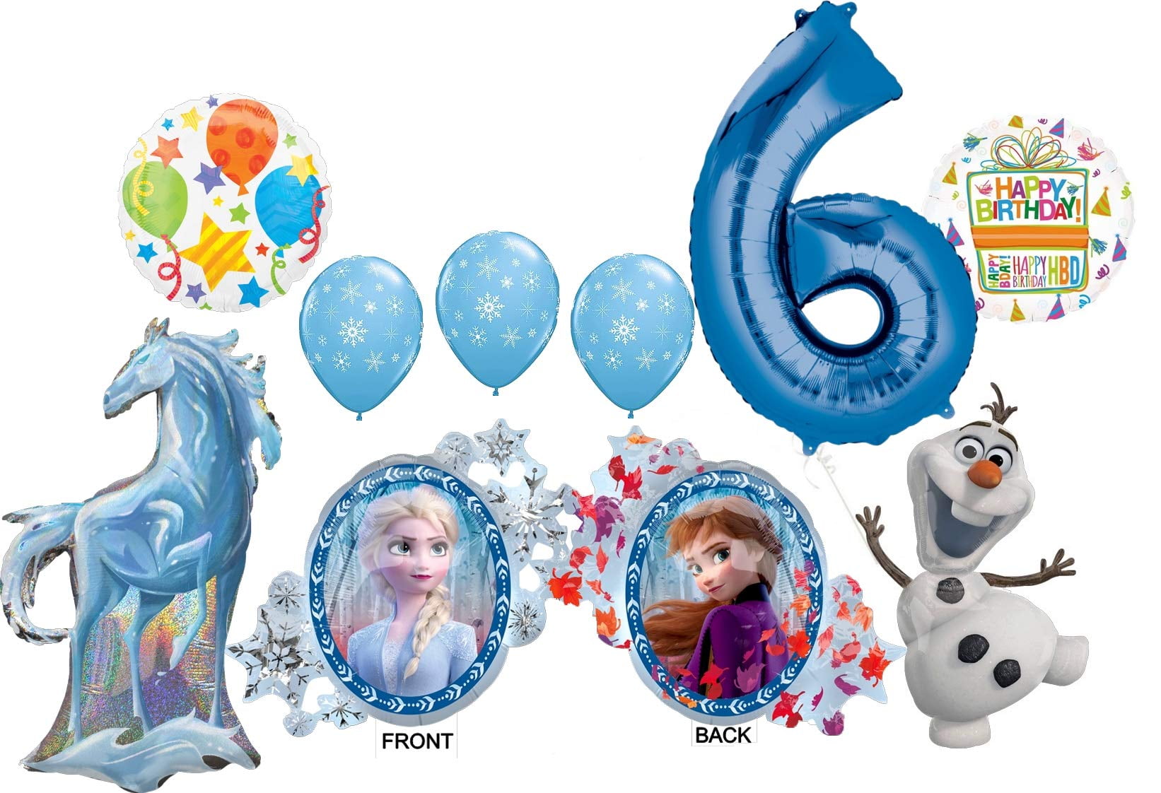 Frozen 2 Party Supplies 6th Birthday Elsa, Anna, Olaf and Nokk Balloon