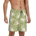 thumbnail image 2 of Kdxio Cute Rabbit And Flower Print Mens Sleep Shorts Bottoms Soft Comfy Pajama Wear Pants with Drawstring Pockets, 2 of 7