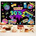 thumbnail image 4 of 90s Theme Party Decorations Backdrop, Back to The 90's Banner Backdrop Decoration for 90s Graffiti Neon Music Dance Party Photography Background Supplies Photo Booth Props 10X8FT, 4 of 5