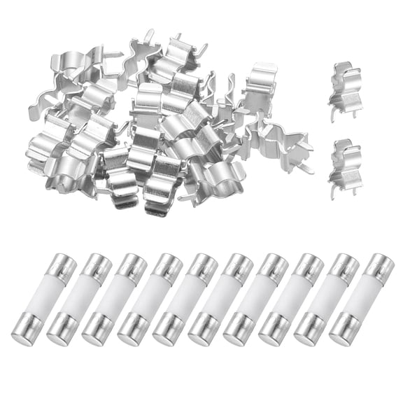Uxcell 10pcs 10A 250V Fast Blow Ceramic Fuse, 10Amp Cartridge Quick Blow Fuses 5x20mm with 20pcs Clips