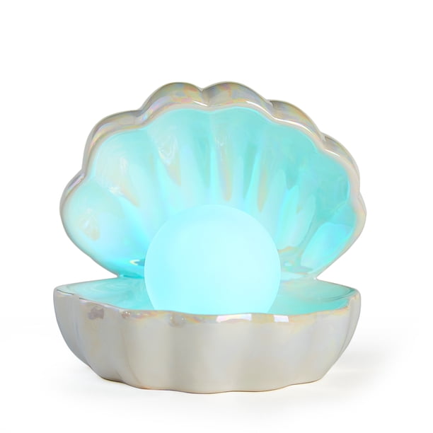 Your Zone Mermaid Shell with Multi-color Changing Pearl Table Lamp