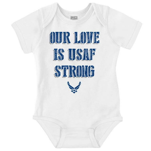 US Air Force Our Love is USAF Strong Bodysuit Jumper Girls Infant Baby Brisco Brands 18M