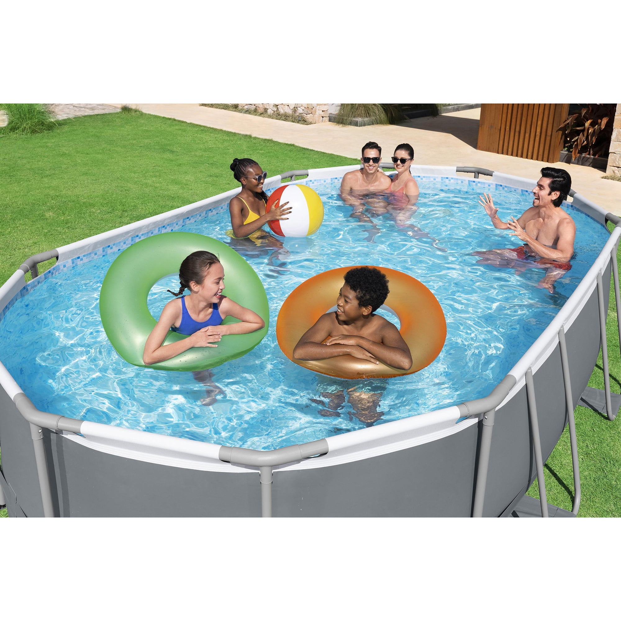 Bestway Steel Pro MAX - 16' x 10' x 42" - Oval Above Ground Swimming Pool Set, ClickConnect Frame, Tritech, Filter Pump-Ladder-Cover, 2,893 Gal Water