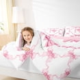 thumbnail image 4 of Manfei Pink Ribbon Bowknot 7pcs Bedding Comforter Set For Kids,Letter N Monogram Queen Bedding Sets For Girls,Pink Reversible, 4 of 7