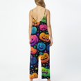 thumbnail image 6 of Women's Halloween Jumpsuits Skeleton Spiderweb Halter Backless Spooky Rompers Ghost Castle Sleeveless Horror Overalls, S, 6 of 6
