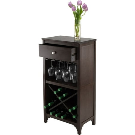 winsome wood ancona modular wine cabinet, x-shelf, dark espresso