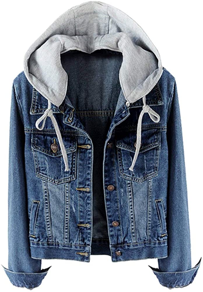 Casual Detachable Hooded Denim Clip 