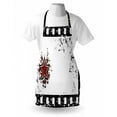 thumbnail image 3 of Movie Theater Apron Grungy Illustration of Film Strip with Ornamental Stars Cinematography, Unisex Kitchen Bib Apron with Adjustable Neck for Cooking Baking Gardening, Black White Ruby, by Ambesonne, 3 of 3