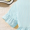 thumbnail image 5 of MIXUE Toddler Girls Casual Dresses Kids Summer Striped Color Block Print Lapel Short Sleeve Slim A Line Casual Dress Daily-Wear,Blue,9-10 Years, 5 of 8