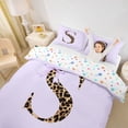 thumbnail image 3 of Manfei Teens Purple Bow Personalized Initial S Twin Bedding,Kids Girls Cheetah Print Letter Monogrammed Duvet Cover Set,Ultra Soft Home Decor,2pcs,No Comforter, 3 of 6