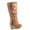 Tan, variant on Pure-65 Women's Fashion Round Toe Slouch Large Buckle Wedge Mid Calf Boot Shoes ( White, 8.5 )