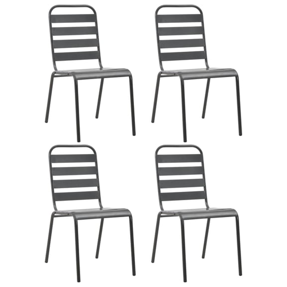 Casafoyer Outdoor Chairs 4 pcs Slatted Design Steel Dark Gray