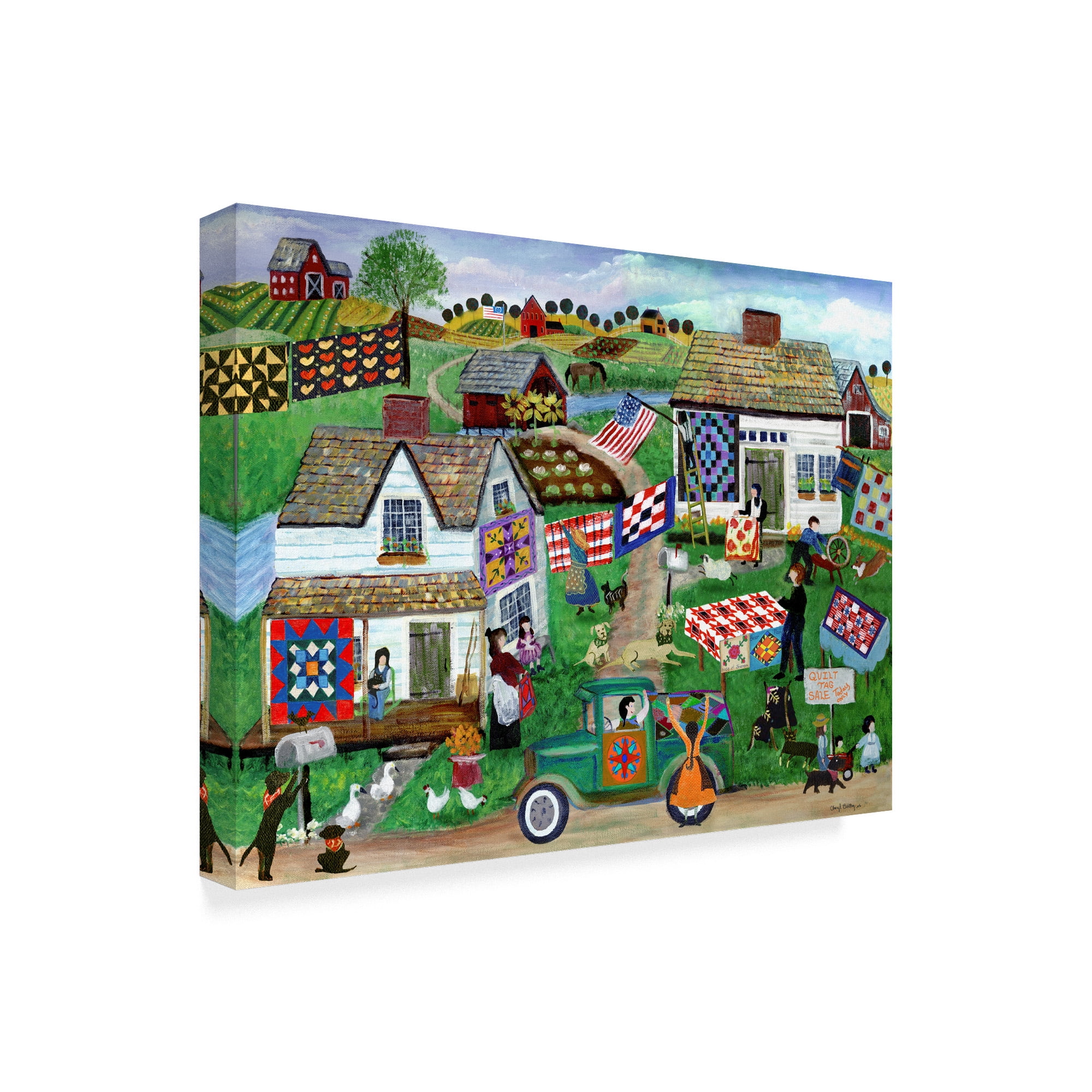 Trademark Fine Art 'Country Folk Art Quilt Tag Sale' Canvas Art by Cheryl Bartley