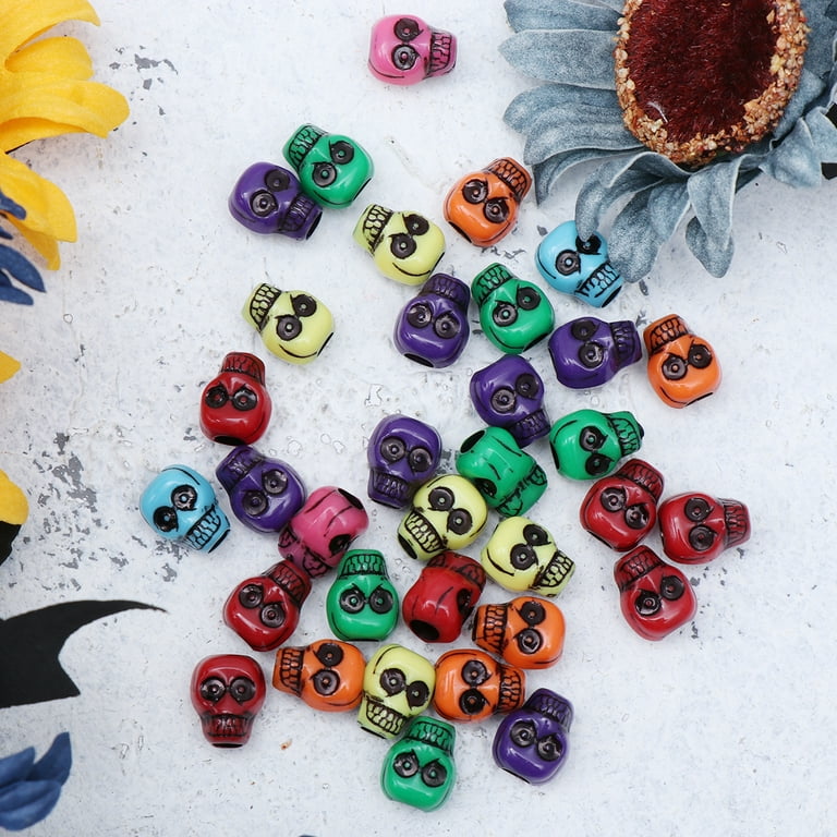 500PCS Acrylic Skull Beads Decorative Beads for DIY Jewelry Making  Accessories for Bracelet Necklace Pendant 