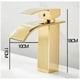 thumbnail image 4 of Grifo de lavabo, grifo de baño moderno de un solo orificio con caño en cascada, color dorado, 4 of 5
