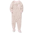 thumbnail image 1 of Carter's Little Girls' One Piece Footed Fleece Pink Leopard Heart -4T, 1 of 1