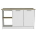 thumbnail image 2 of Four Open Shelves And Two Cabinets Kitchen Island, Oak / White, Chic Design Rectangular Island With Cabinets, White Finish, 2 of 3