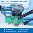thumbnail image 3 of Smart USB Soldering Iron Kit 9W 5V, 947 USB Model, 500℃ High-Temp, Auto Sleep (25s), LED Display, IP20 Protection, ABS & Metal, Mini 166mm Portable, Includes Iron, Stand with Sponge, Cover, Power, 3 of 6