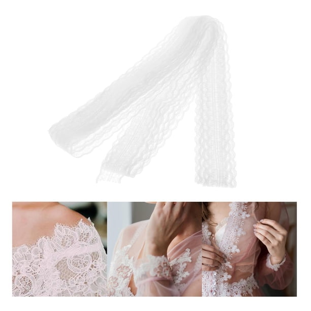 Cinta de tela de encaje de 10 yardas, costura bordada, tela de hecha a mano para ropa, cortinas, paquete de regalo, accesorios para álbumes blanco Hugo Cinta de encaje