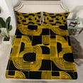 thumbnail image 2 of Feelyou Chic Minimalism Teens Bed Sheets, Abstract Line Black Gold King Sheets, Mid Century Fashion Sheet Set, Breathable Home Decor, 4pcs, 2 of 7