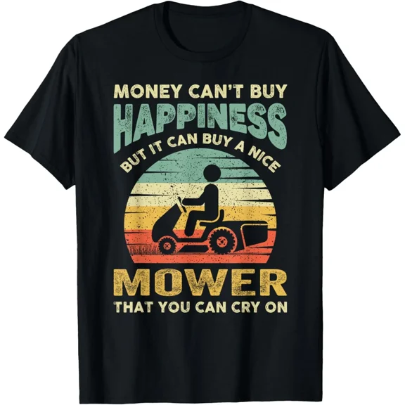 Ride On Lawn Mower Joke Funny Retro Gardener Father Gift Art Unisex T-Shirt B1858, S-5XL