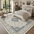 thumbnail image 3 of SIXHOME 8'x10' Vintage Medallion Floral Area Rug, Soft Low Pile Non Slip Washable Indoor Rugs for Living Room, Bedroom, Dining Room, Blue, 3 of 8