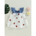 thumbnail image 5 of Aojekbee Baby Girls Summer Dress, Fly Sleeve Neck Strawberry Embroidery Tulle Dress Infant Outfit, 5 of 10