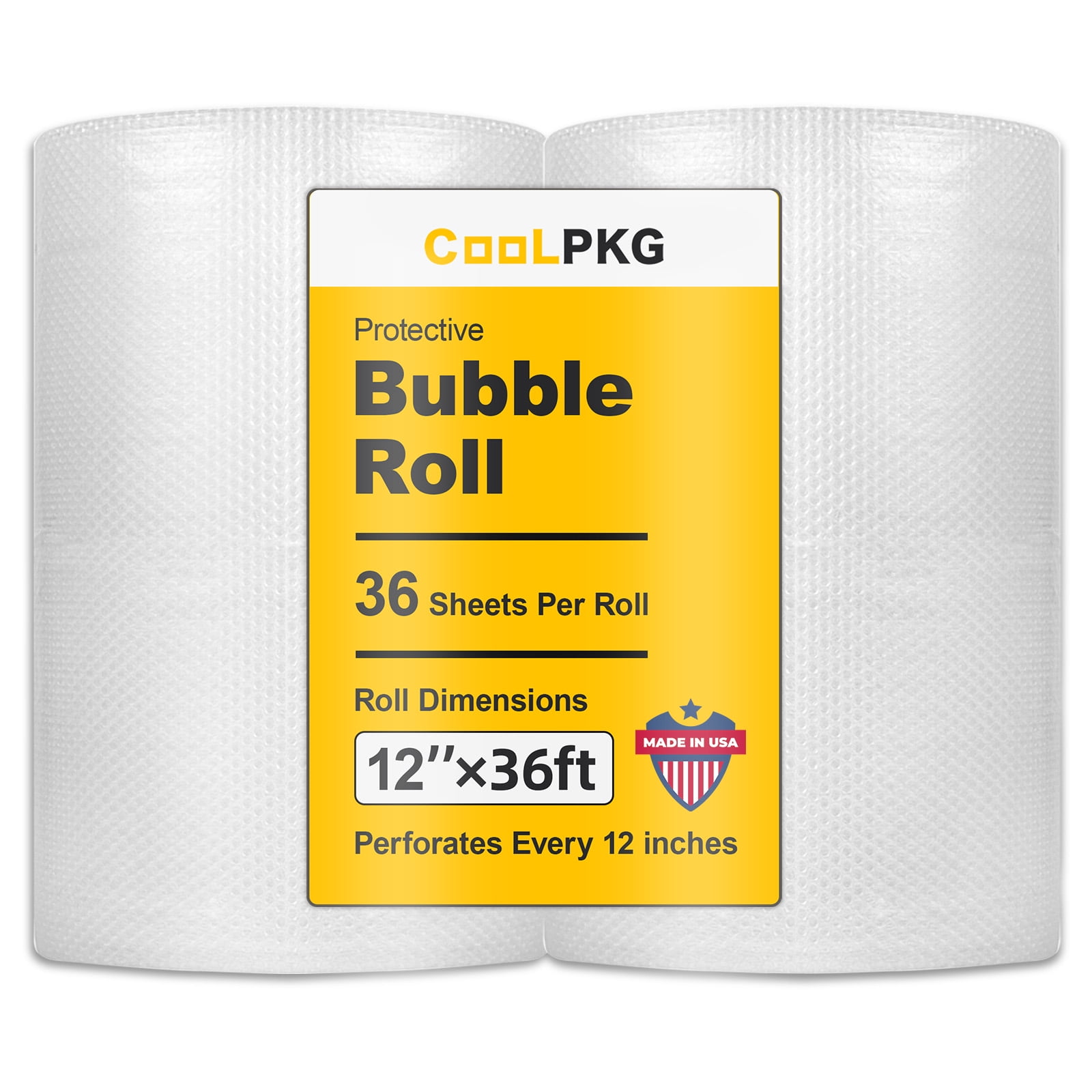 2 Pack Bubble Cushioning Wrap Rolls, 3/16" x 12" x 72' ft Total