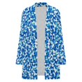 thumbnail image 4 of Women's Plus Size Blue Abstract Floral Cardigan, Long Sleeve Open Front Tunic with Pockets, 4 of 8